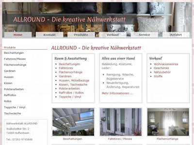 Sitemap - Raumausstatter ALLROUND Nähwerkstatt in Sinsheim-Hoffenheim